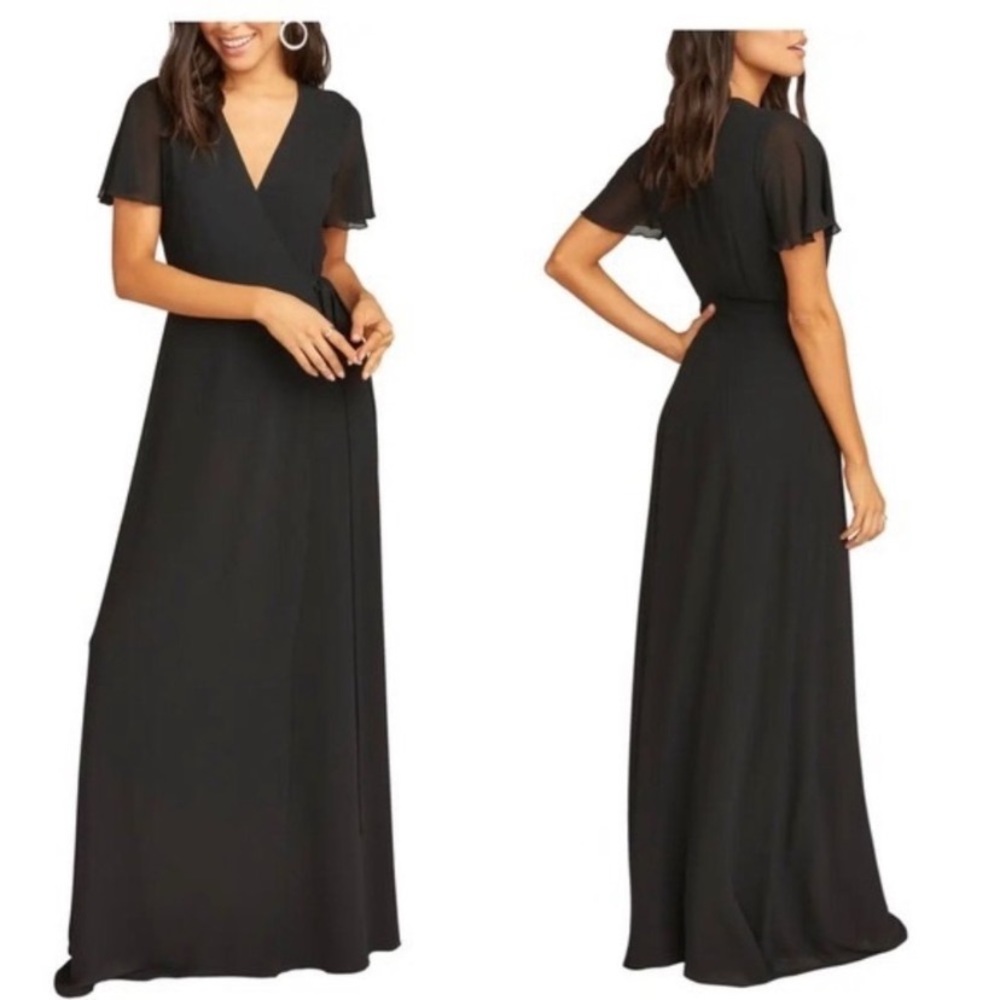 Show Me Your MuMu Noelle Flutter Wrap Dress in Black